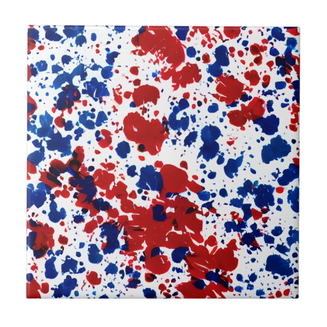 Patriotic Splatter Ceramic Tile (Front)