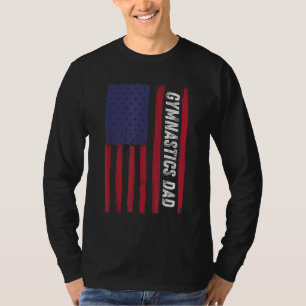 Patriotic Sports American USA Flag Gymnastics Dad T-Shirt