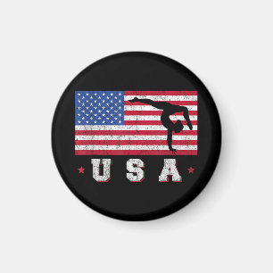 Patriotic Sports Gift American USA Flag Girls Gymn Magnet