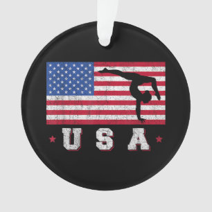 Patriotic Sports Gift American USA Flag Girls Gymn Ornament