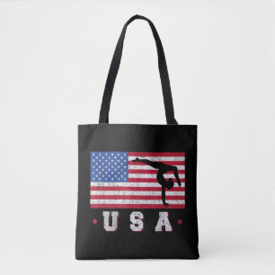 Patriotic Sports Gift American USA Flag Girls Gymn Tote Bag