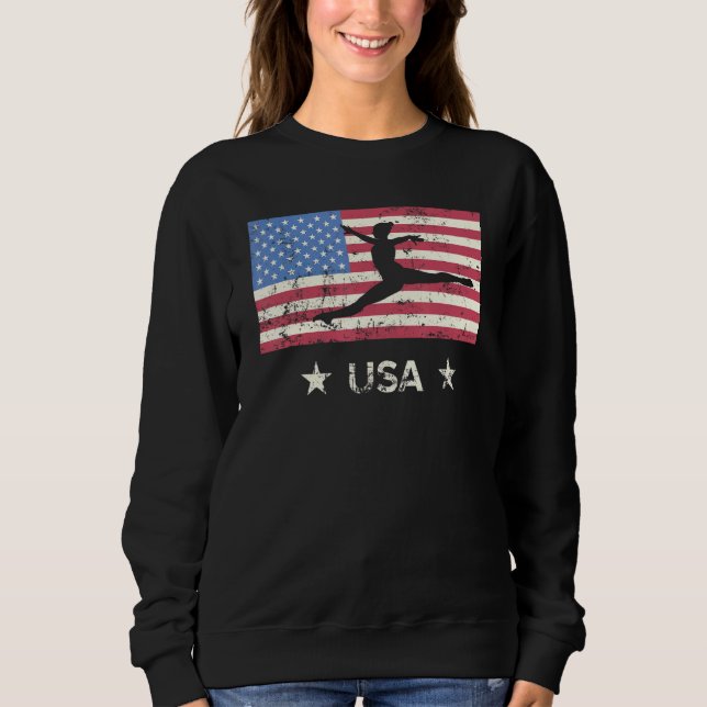Patriotic Sports Present American Usa Flag Girls G Sweatshirt (Front)