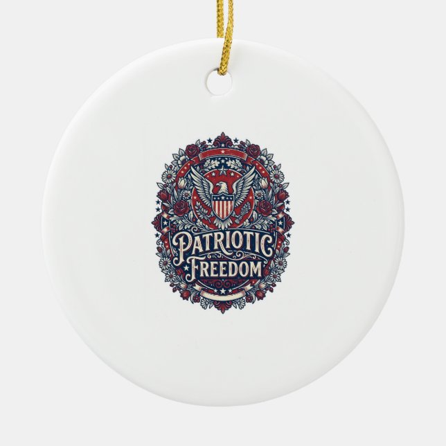 Patriotic Spring Garden Vector Graphic Tee Ceramic Ornament (Front)
