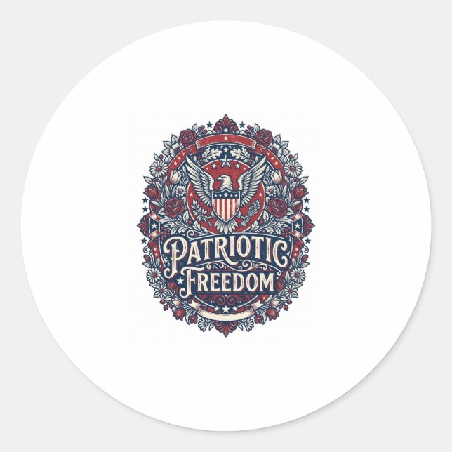 Patriotic Spring Garden Vector Graphic Tee Classic Round Sticker (Front)