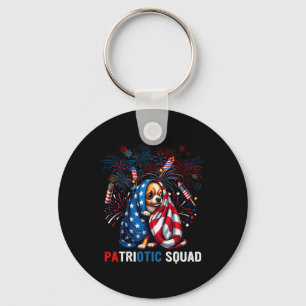Patriotic Squad 4th Of July Chihuahua Scared Firew Key Ring