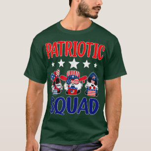 Patriotic Squad Funny Three Gnomes American Flag 4 T-Shirt