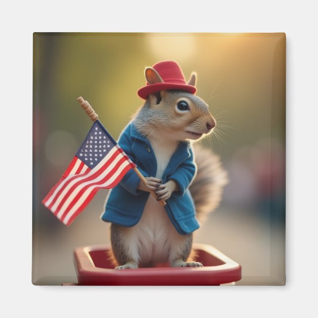 Patriotic Squirrel Magnet (Front)