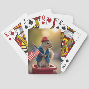 Patriotic Squirrel Playing Cards