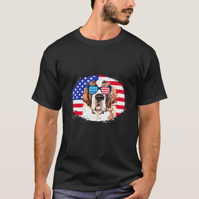 Patriotic St Bernard 4th Of July Sunglasses Usa Gr T-Shirt (Front)