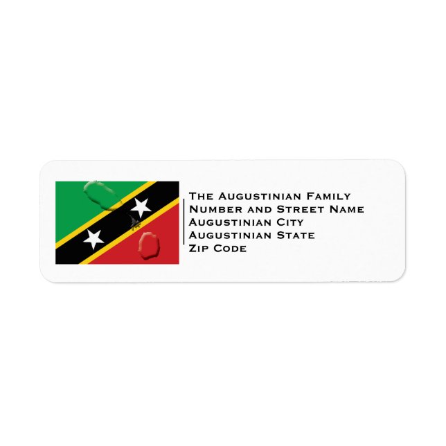Patriotic | ST KITTS AND NEVIS FLAG Return Address Label (Front)
