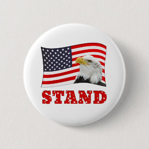Patriotic STAND American Flag Badge Pin