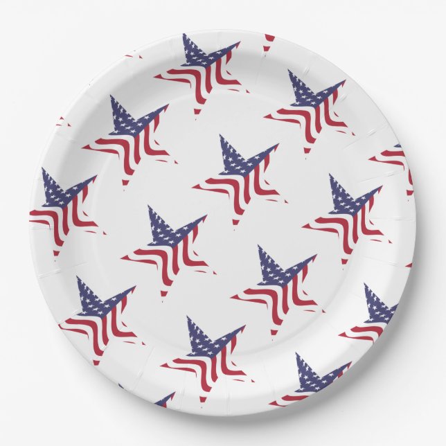 Patriotic Star American Flag Patriotic Paper Plate (Front)
