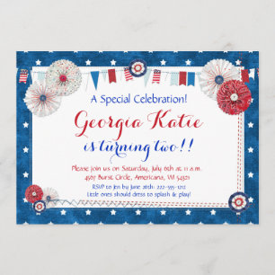 Patriotic Star Birthday Invitations - Country