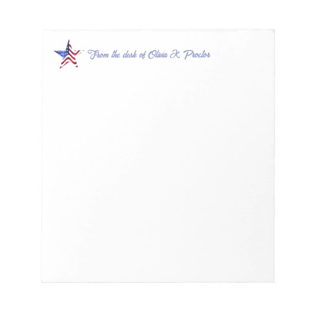 Patriotic Star Customised Notepad (Front)