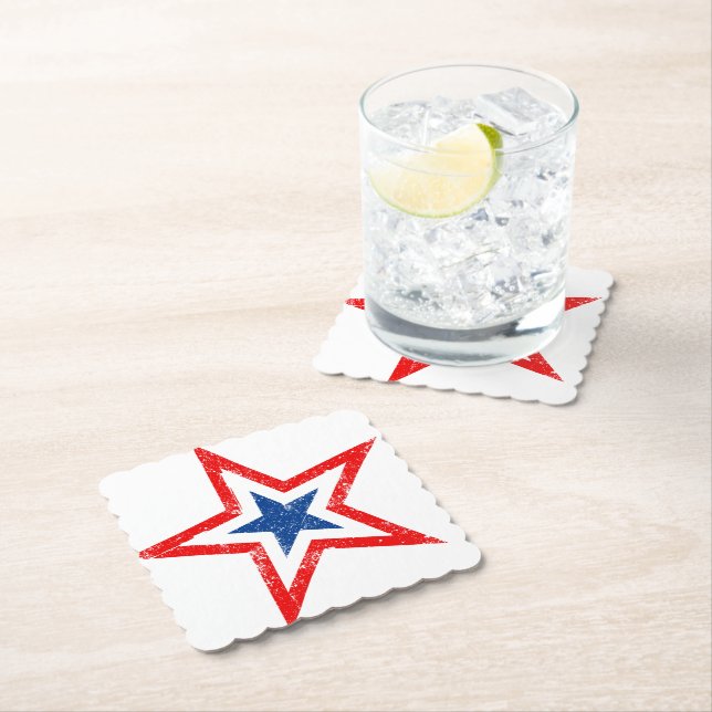 Patriotic Star Paper Drink Coaster (Insitu)