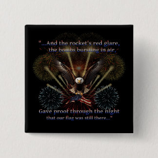Patriotic Star-Spangled Banner Quote America  15 Cm Square Badge