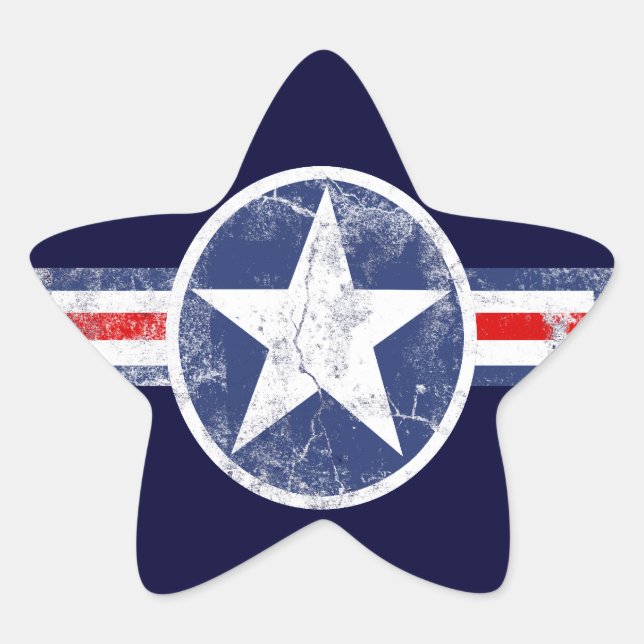 Patriotic Star Vintage Stripes Stickers (Front)