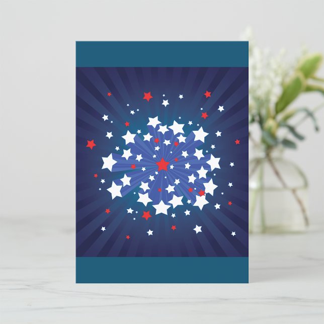 Patriotic Starburst Red White and Blue USA  Invitation (Creator Uploaded)