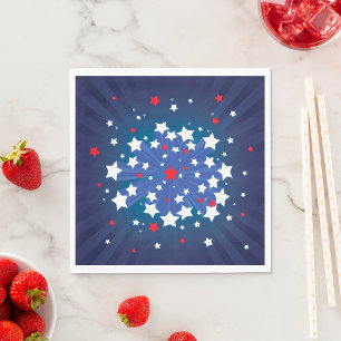 Patriotic Starburst Red White and Blue USA  Napkin