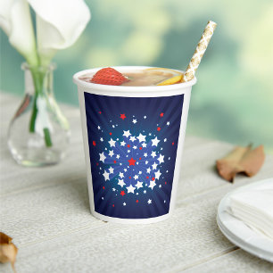 Patriotic Starburst Red White and Blue USA Paper Cups