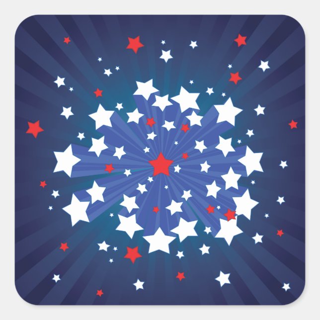 Patriotic Starburst Red White and Blue USA  Square Sticker (Front)