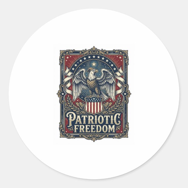 Patriotic Stargazer Vector Graphic Tee Classic Round Sticker (Front)