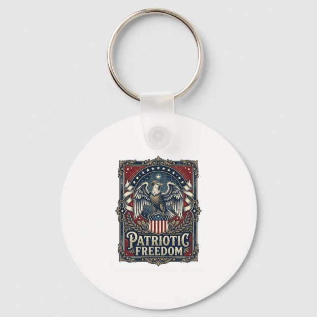 Patriotic Stargazer Vector Graphic Tee Key Ring (Front)