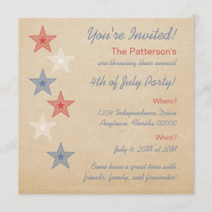 Patriotic Stars 4th of July Invitation