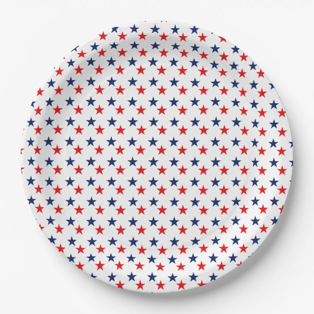 Patriotic Stars 4th of July Paper Plates ☆★☆★☆ (Front)