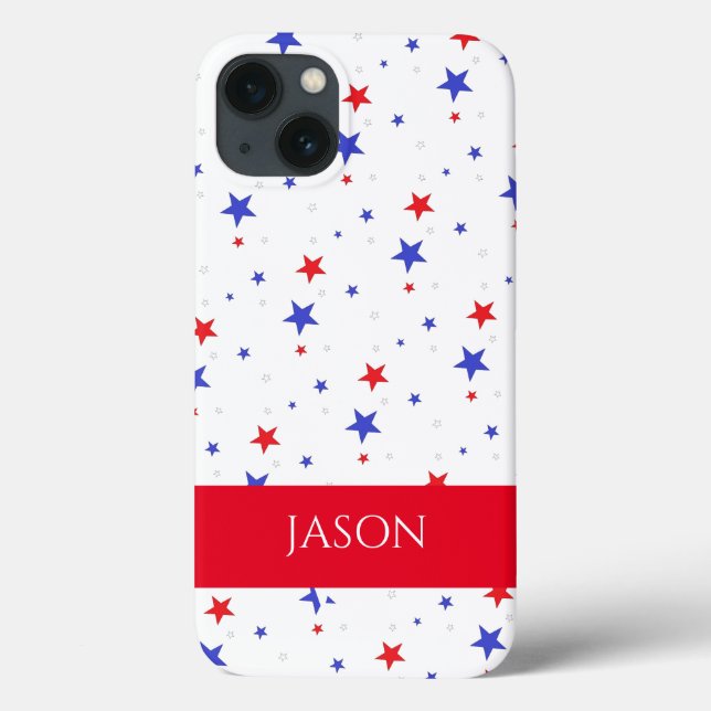 Patriotic Stars and Initial Cell iPhone Phone Case (Back)