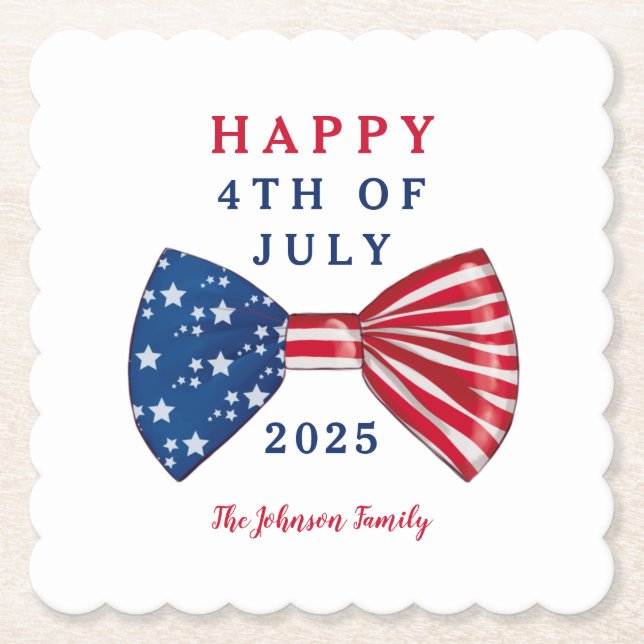 Patriotic Stars And Stripes 4th Of July Paper Coaster (Front)