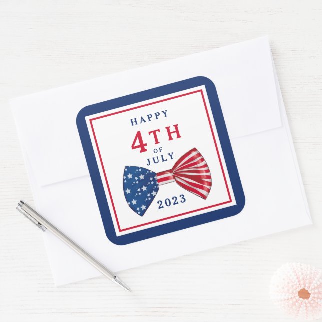 Patriotic Stars And Stripes 4th Of July Square Sticker (Envelope)