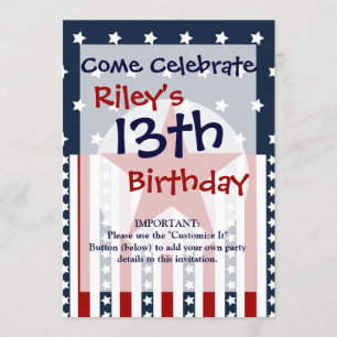 Patriotic Stars and Stripes American Flag Design Invitation