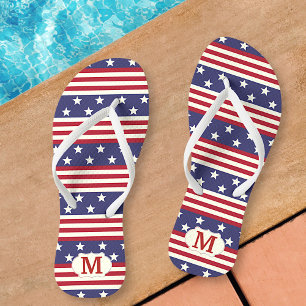 Patriotic Stars and Stripes American   Monogrammed Thongs