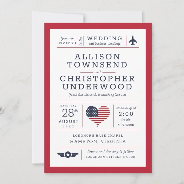 Patriotic Stars and Stripes Americana Military Announcement (Front)