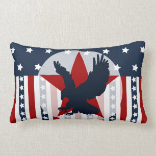 Patriotic Stars and Stripes Bald Eagle American Lumbar Cushion