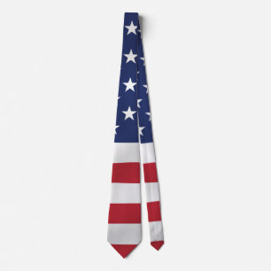Patriotic Stars and Stripes Blue White Holiday Tie