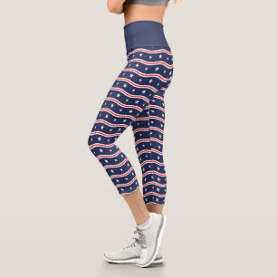 Patriotic Stars and Stripes Capri Leggings