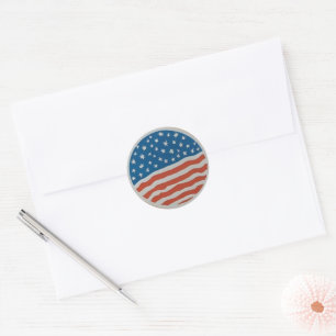 Patriotic Stars And Stripes Classic Round Sticker