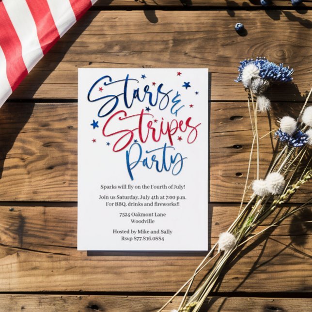 Patriotic Stars and Stripes Fourth of July Party Invitation (Creator Uploaded)