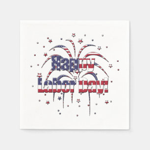 Patriotic Stars and Stripes Happy Labor Day Napkin
