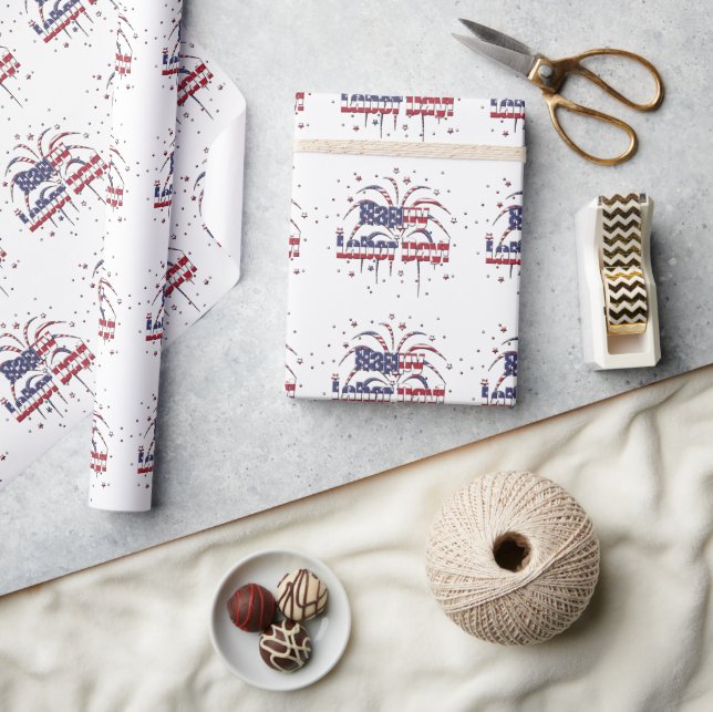Patriotic Stars and Stripes Happy Labour Day Wrapping Paper (Crafts)