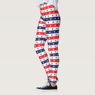 Patriotic Stars and Stripes Leggings