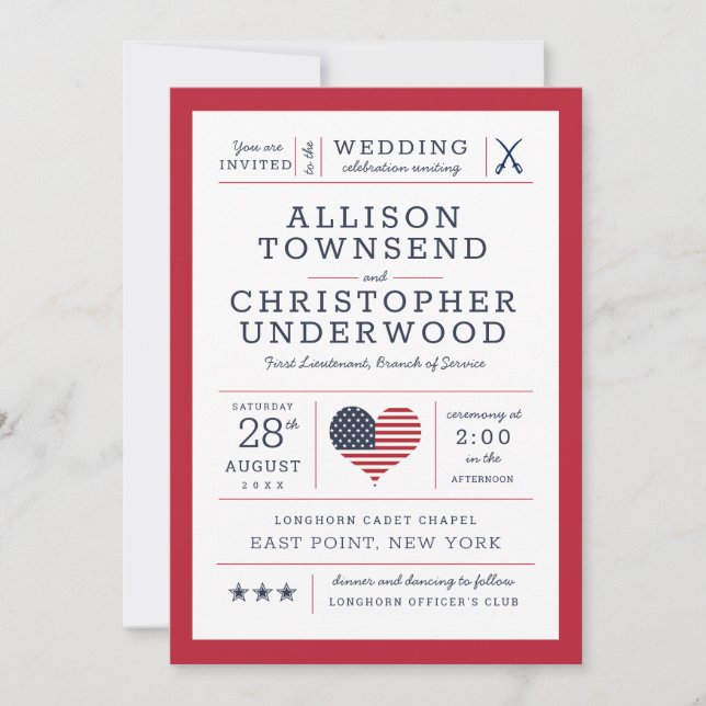 Patriotic Stars and Stripes Military Americana Announcement (Front)