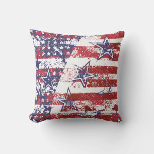 Patriotic Stars and Stripes Outdoor Pillow