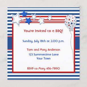 Patriotic Stars and Stripes Party Invitation