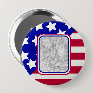 patriotic Stars and stripes photo frame 10 Cm Round Badge