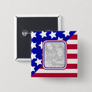patriotic Stars and stripes photo frame 15 Cm Square Badge