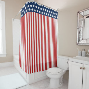 Patriotic Stars and Stripes Red White and Blue Shower Curtain