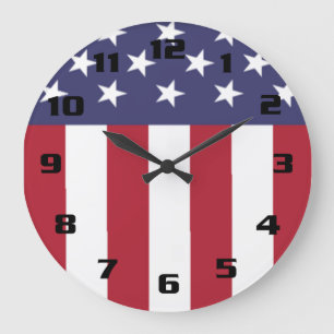 Patriotic Stars and Stripes USA flag Large Clock